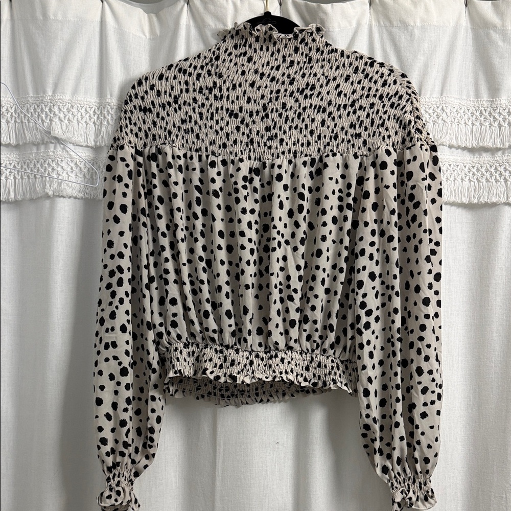Lulu's Black and Cream Spotted Blouse